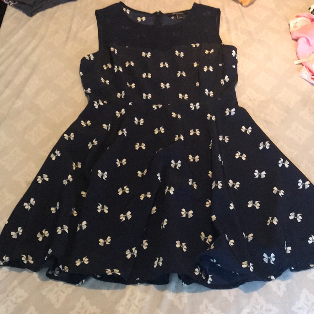 Navy blue with bows and mesh top